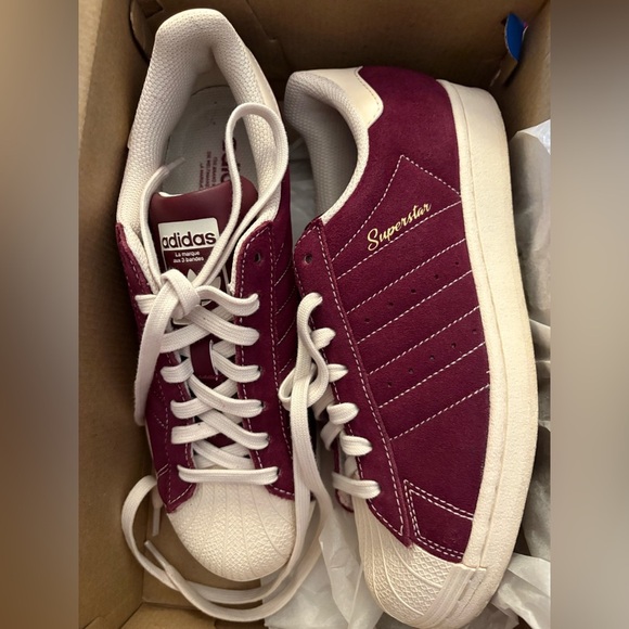 Like new women Adidas Superstar βBurgundyβ β Style IF7676 size 8 ! - Picture 5 of 11